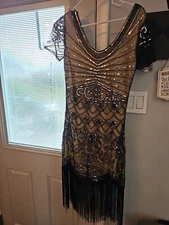 Women's flapper costume small beaded sequin dress