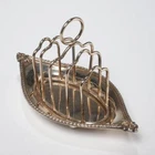 Victorian Antique Birmingham Silver Plated Toast Rack Boat Shape Alfred Browett