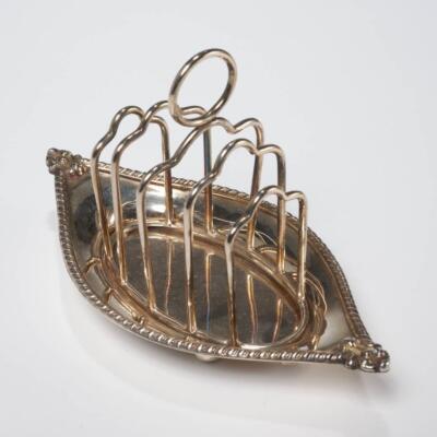 Victorian Antique Birmingham Silver Plated Toast Rack Boat Shape