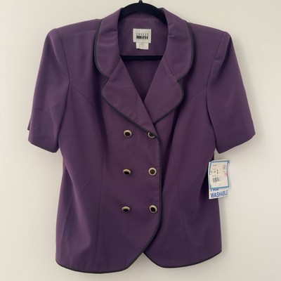 Vintage 1990s Leslie Fay Dresses Suit Jacket Blazer Purple Size 8 Medium Button