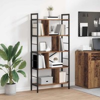 BüCherregal 9 Ebenen 75 X 30 X 156 Cm Holzwerkstoff Altholz