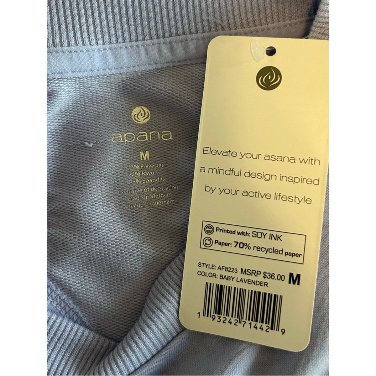 Apana Long Sleeve Keyhole Back Active Yoga Fitness Top Medium