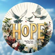 2D Flat, 1pc Vintage Reusable 8-Inch Round Aluminum Wall Art Sign - White Dove w