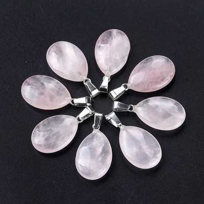 50pcs Natural Rose   Stone Water Drop Gemstone Bead Pendants Jewelry Making *pt
