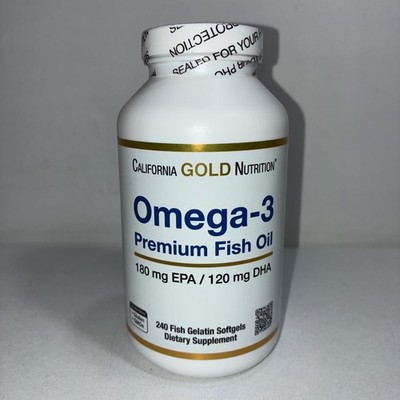 Sealed California Gold Nutrition Omega-3 Premium Fish Oil EPA/DHA 240 Softgels 