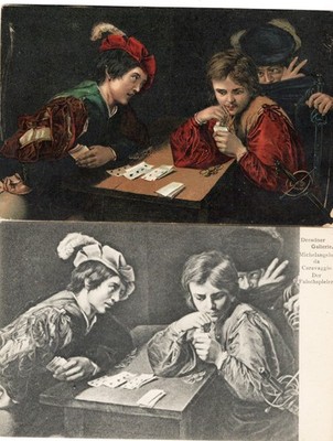 Early 1900s  The Sharpers  Postcards (2) Michelangelo Caravaggio s 1594 painting