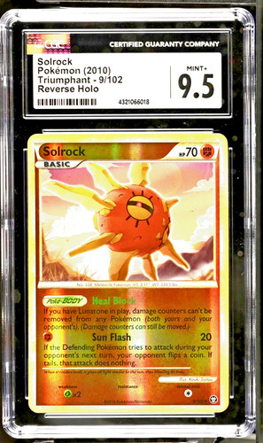 CGC 9.5 Solrock HGSS Triumphant Reverse Holo #9 Pokemon 2010 Low Pop 2