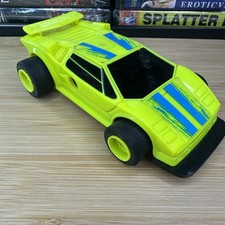 Tyco Lamborghini Countach Neon Yellow Pull Back Car 1992 Rare Vintage Toy Car