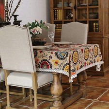 Bohemian Sunflowers Rectangle Tablecloth 55 inch x 87 inch