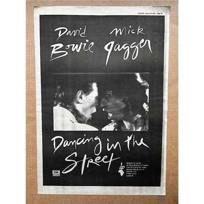 DAVID BOWIE + MICK JAGGER DANCING IN THE STREET POSTER SIZED original music pres