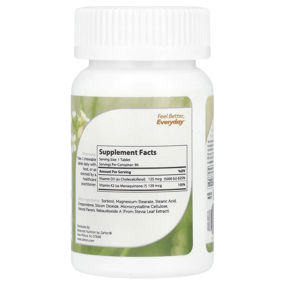 Vitamina D3 y K2, melocotón albaricoque, 90 comprimidos masticables Foto 2 de 2