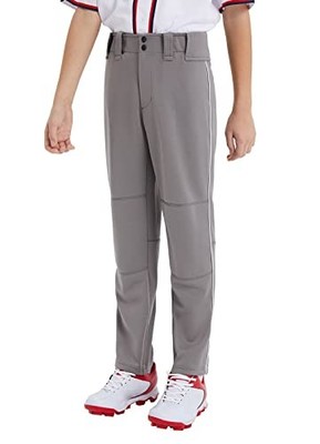 BALEAF Boys Baseball Pants Adjustable Inseam Open Bottom Full Length DarkGrey XS