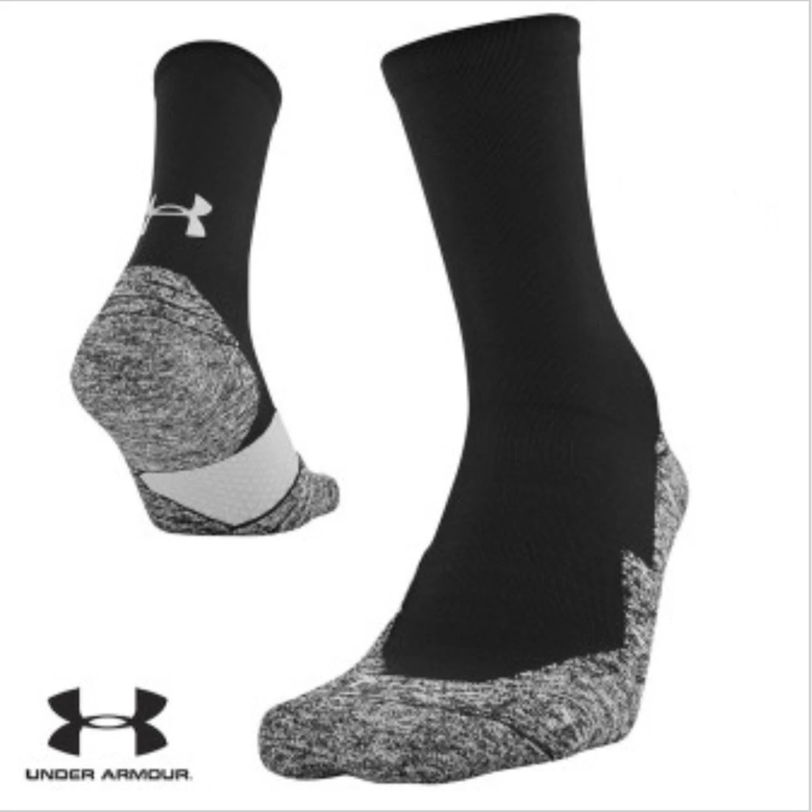 Under Armour UA Run Cushioned Mid-Crew Socks (3 Pack) Men’s 8.5-13 NEW Black
