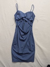 Blue Windsor Spaghetti Strap Mini Dress With Ruched Front & Cutout Detail