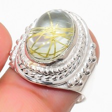 Rutilated Quartz Gemstone 925 Sterling Silver Jewelry All Size Ring For Gift