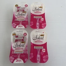 Lot of 4 BIC Soleil Simply Smooth Disposable Women's Razors 3 Pk - 12 Total NIP