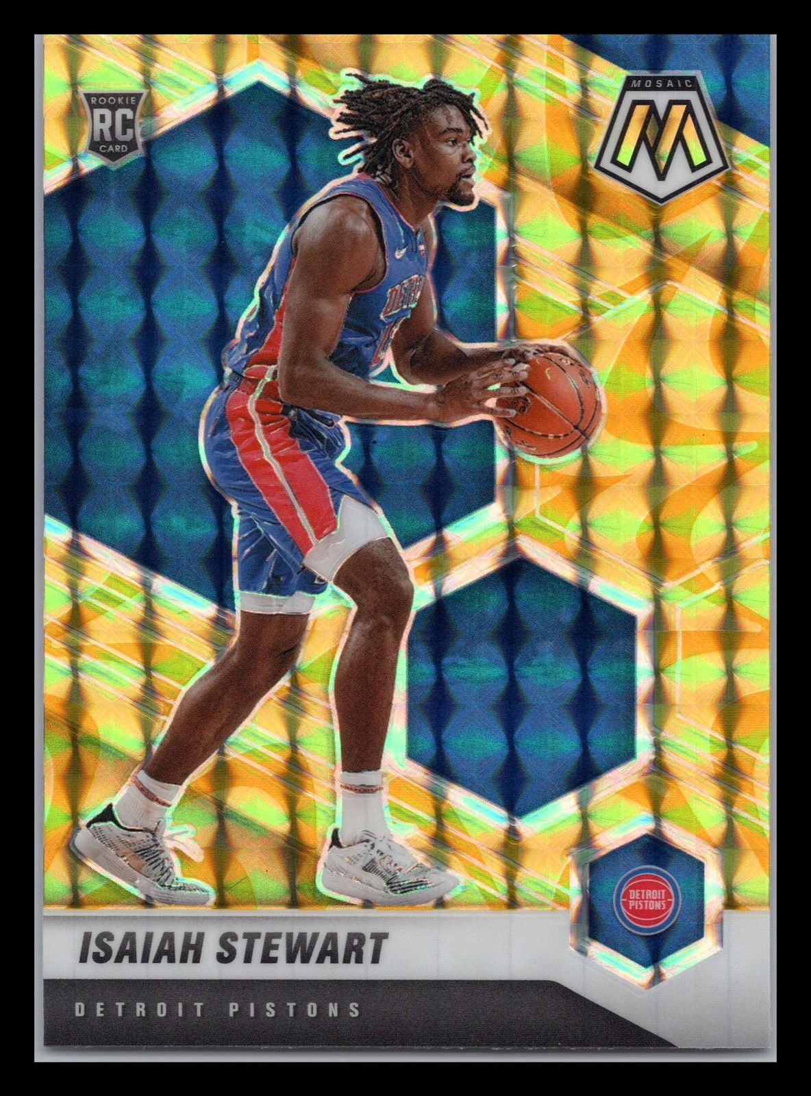 2020-21 Panini Mosaic #223 Isaiah Stewart Mosaic Reactive Yellow RC Pistons