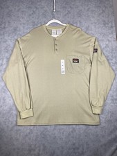 RASCO FR KTF452 Flame Resistant Henley Shirt XL Khaki Long Sleeve NWT Pocket