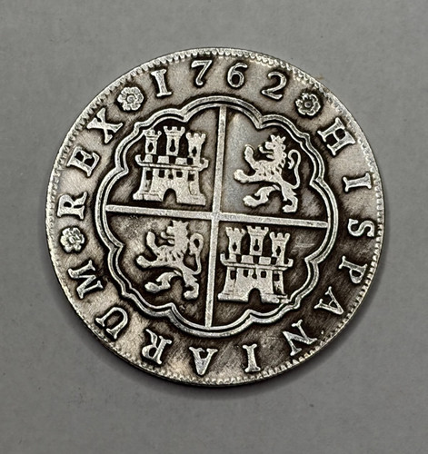 COIN 8 REAL 1762 SPAIN CAROLUS III
