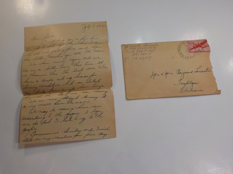 WW2 Letter 1945 Visit Italy Austria Alps 398th Infantry Germany Stuttgart WWII