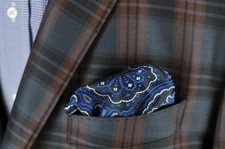 Lord R Colton Masterworks Pocket Square - Cobalt Blue Tapestry Silk - 75 New