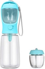 550ml Hundetrinkflasche tragbar: Plastik, Futterflasche + Reise-Trinknapf (Blau)