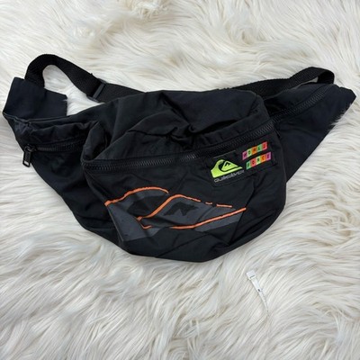 Vintage Quicksilver XL Fanny Pach Black Neon Surf Preppy