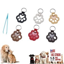 6PCS Dog Hair Storage Keychain, Pet Paw Shaped Leather Keychain, Unique