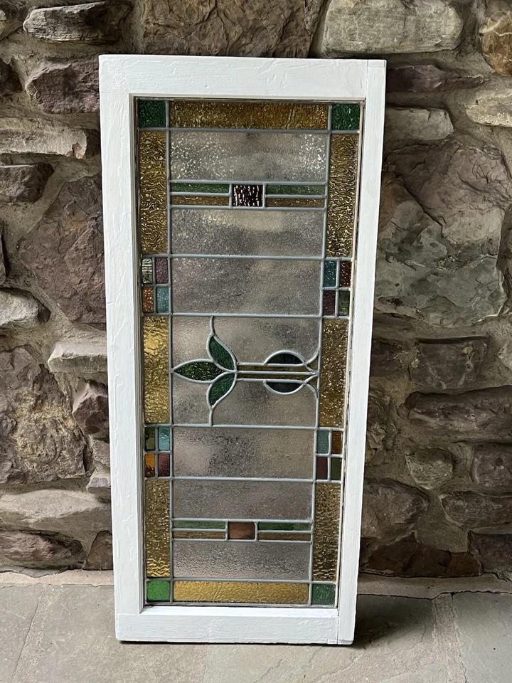 ANTIQUE STAINED GLASS WINDOW, COAL REGION PA, 1920s VG CONDITION - Image 2 of 4
