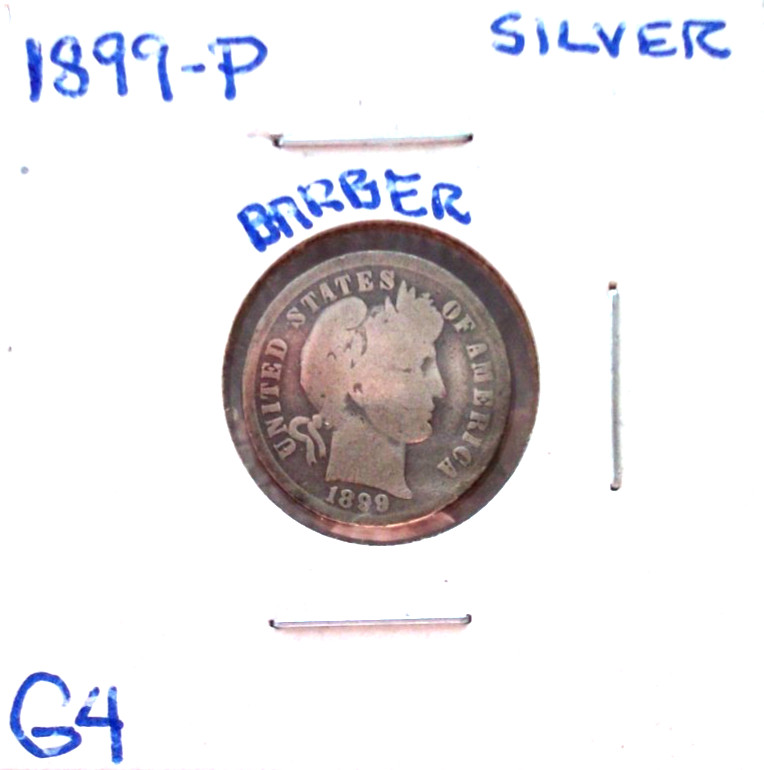 1899 PHILADELPHIA SILVER BARBER DIME IN GOOD CONDITION