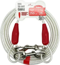 25Ft Reflective Tie-Out Cable for Dogs up to 250 Pounds