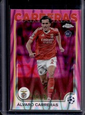 2024-25 Topps Chrome UEFA Alvaro Carreras RC Neon Pink RayWave Refractor #/175