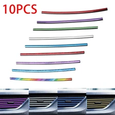 10pcs Car Air Conditioner Vent Outlet Chrome PVC U Shape Moulding Trim Strips