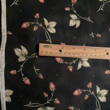 Strawberry Splendor Cotton Fabric Maywood Studio BTHY Strawberries On Black