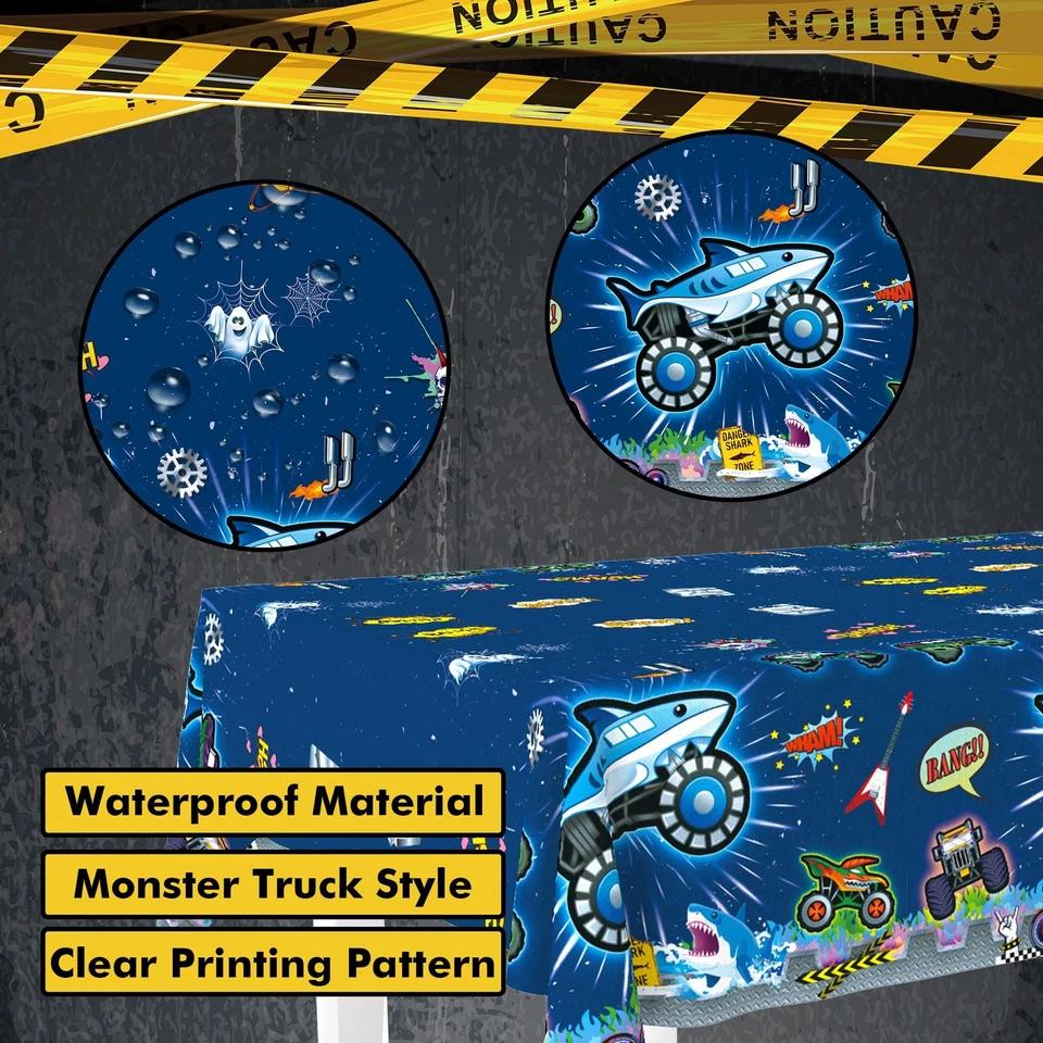 Suprimentos para festa de aniversário de caminhão VIZOZEN toalha de mesa pratos guardanapos copos - Imagem 4 de 4