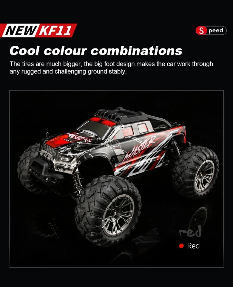 1:16 High-Speed 4WD RC Car Truck ,Off-Road All Terrain Vehicle 2 Batteries, Red - Image 4 of 4