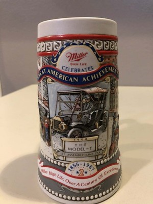 Miller High Life Beer Stein 1987 American Achievements Ford Model T Vintage