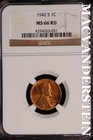 1942-S Lincoln Wheat Cent-Ch Gem BU NGC MS 66 Red Lustrous No Reserve #SLK846