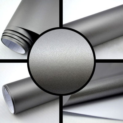 (7,99 /m²) 1m x1,52m Matt Grau Metallic Auto Folie Luftkanäle Klebe Autofolie