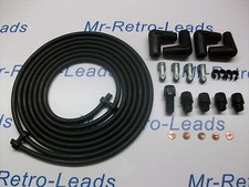 BLACK 7MM COPPER CORE TINNED IGNITION LEAD KIT 3 METERS HT KIT CAR OLDER CARS
