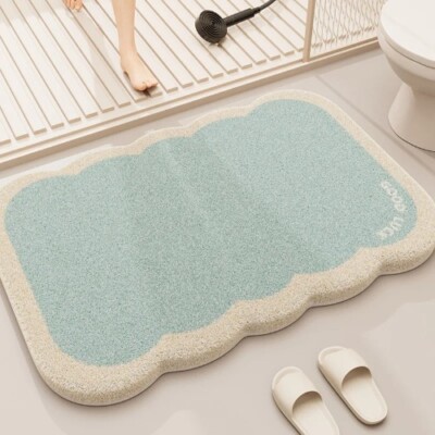 Coral Velvet Bathroom Mat Carpet Shaped Absorbent Mat Door Carpet Non-Slip Mat