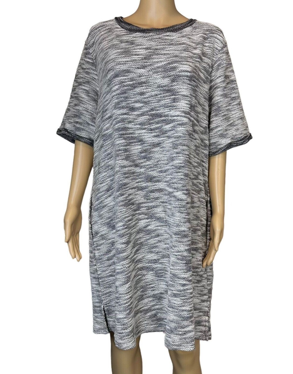 kori knit dress Sweater Shift Large White Black Cotton Knee Length Palmetto Twist colorgrp-52087