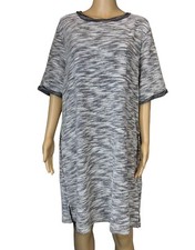 Kori Sweater Shift Dress Large White Black Cotton Knee Length Palmetto Twist