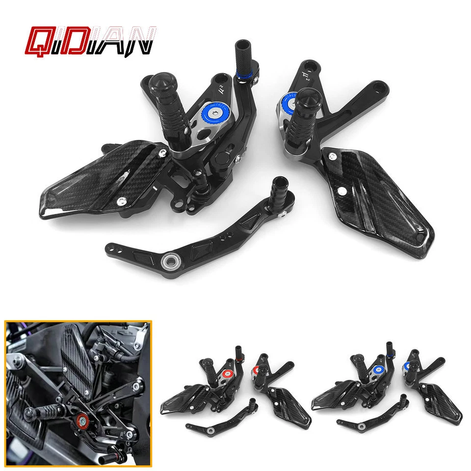 Motorcycle Real Carbon Fiber Rearsets Footrests For Yamaha YZF R1 R1M 2015-2024 - Image 2 of 4