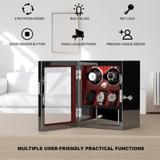 Automatic Double 2 Watch Winder With 3 Watch Display Storage Box LED Quite Motor