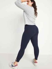 NWT Old Navy High-Rise Lattice-Hem Jersey Leggings Pants Navy Blue Women M L XL