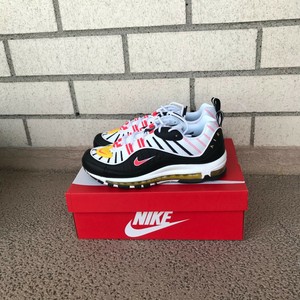 Nike Air Max 98 Chrome Yellow Crimson Black White Qs 016 Size 8 New Ebay