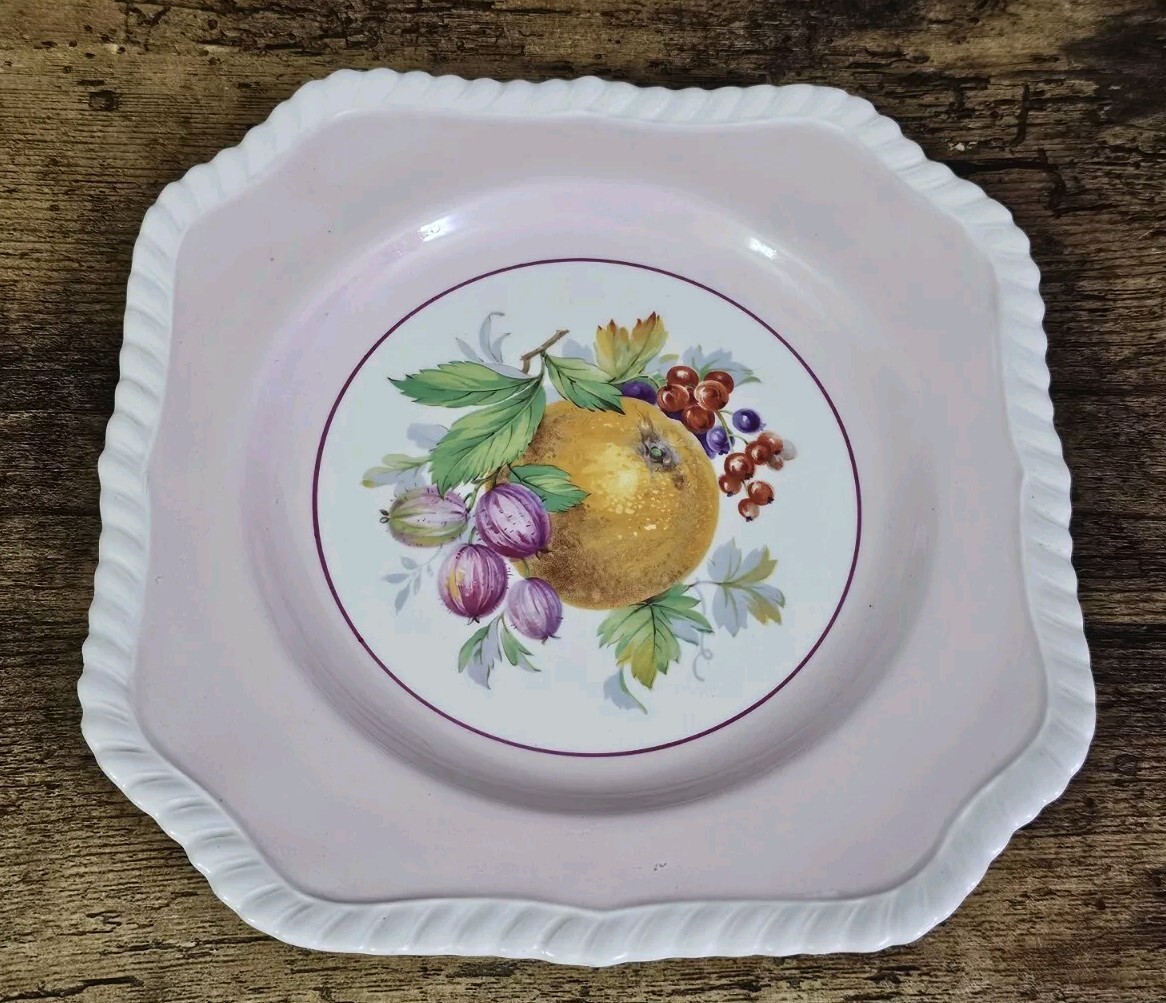 Johnson Brothers Square Salad Plate Pink Fruit England 7-3/4