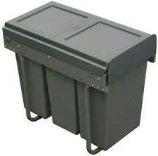 Grey Integrated Pull Out Kitchen Waste & Recycling Bin for 300mm Base Unit 30 L