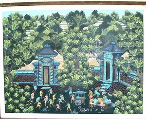 ORIGINAL OLD UBUD PAINTING SIGNED Folk Art Old Vintage Bali Indo Beautiful.